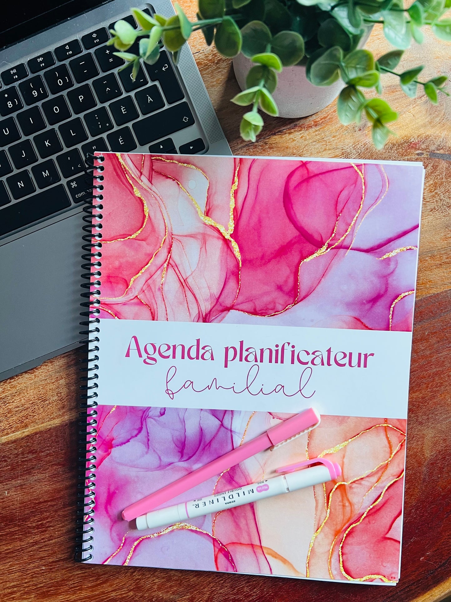 « L’agenda planificateur familial » rose/gold